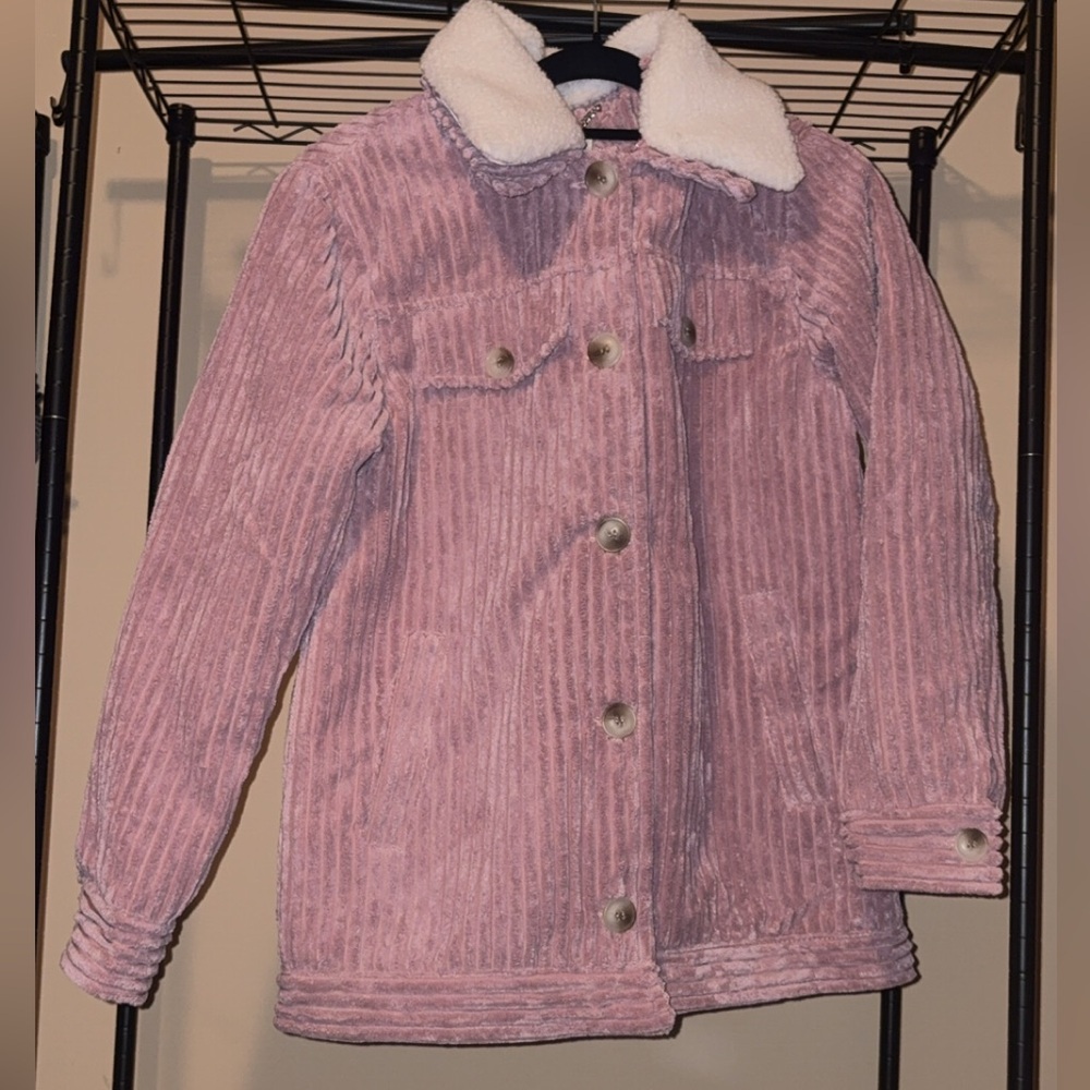 Koolaburra Pink Teddy Jacket with White Collar